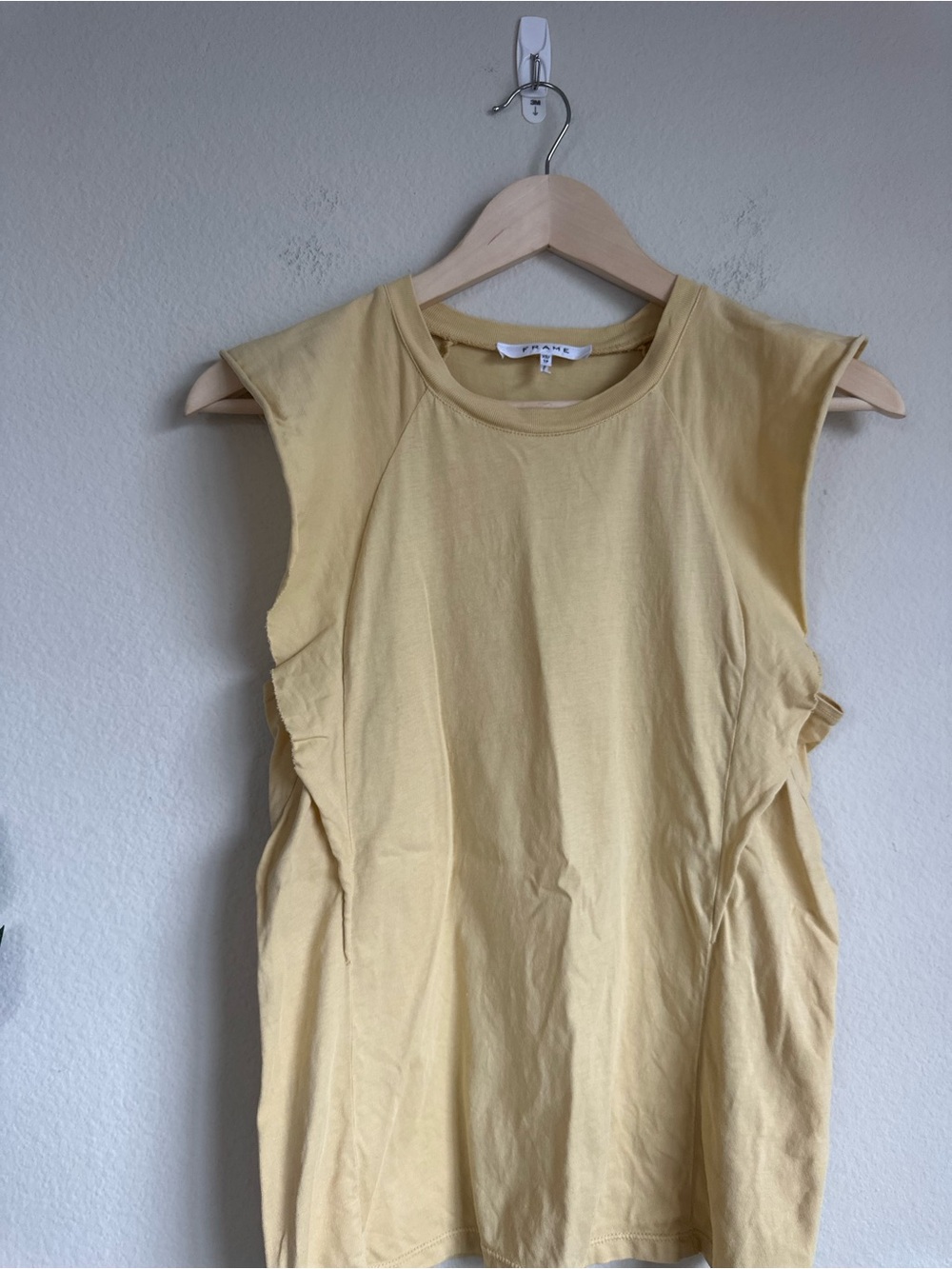 Frame Cotton Flutter Sleeve Summer Tee Muscle Tank in Cornsilk - Picture 4 of 9